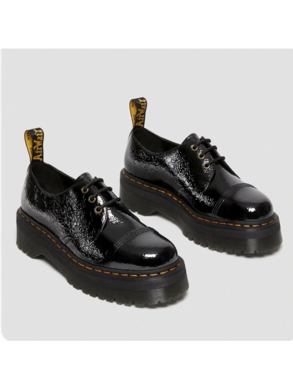 NEW Dr. Martens 1461 Quad TC black platforms distressed patent leather unisex